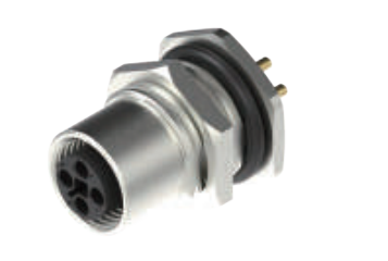 M 12口金-フランジコネクタ-後付け-PCB溶接式-PG 9ロックねじ