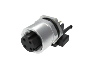 M 12オリフィスヘッド-フランジコネクタ-後付けチャック付き-PCBプレート溶接式-シールド型-8 PIN