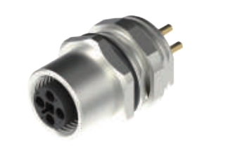 M 12口金-フランジコネクタ-前取付-PCB溶接式-PG 9ロックねじ