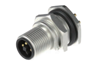 M 12ピン-フランジコネクタ-後付け-PCB溶接式-PG 9ロックねじ