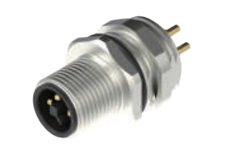 M 12ピン-フランジコネクタ-前取付け-PCB溶接式-PG 9ロックねじ