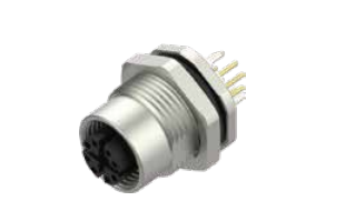 M 12-口金-フランジコネクタ-PCB溶接式（前面取付）-シールド型-工業イーサネット-軌道交通専用コネクタ-8 PIN