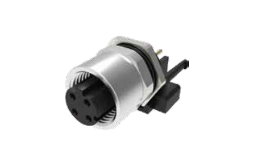 M 12-口金-フランジコネクタ-後取付チャック付き-PCB板溶接式-シールド型-8 PIN