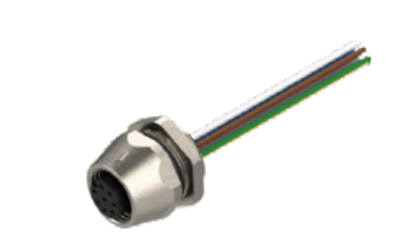 M 12-口金-フランジコネクタ-前取付-散線式-3/4/4.5/5 PIN