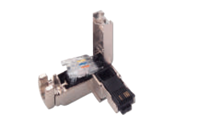 RJ 45 4 Pinエルボ-フィールド結線可能コネクタ-フルメタルハウジング