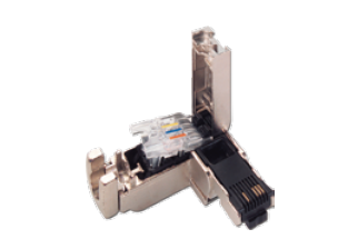 RJ 45 4 Pinエルボ-フィールド結線可能コネクタ-フルメタルハウジング-4 PIN