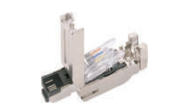 RJ 45 4 Pinストレートヘッド-フィールド結線可能コネクタ-フルメタルハウジング