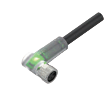 M8-コーナータップLEDインジケータ付き-プレキャストコネクタ-防振後退防止-3/4 PIN