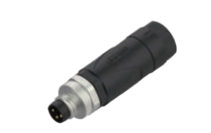 M8-針-現場配線可能コネクタ-プラスチックケース金属ナット-3/4 PIN