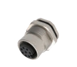 M12-口金-フランジコネクタ-後付け-PCB溶接式-3/4/5/8 PIN