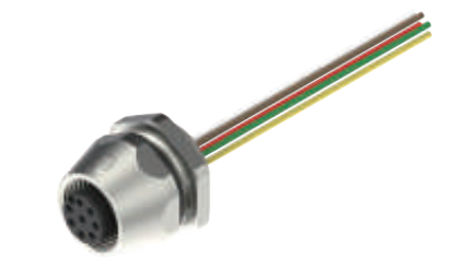 M12-口金-フランジコネクタ-前取付け-散線式-3/4/4.5/5 PIN