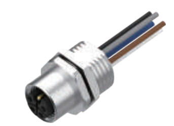 M12-口金-フランジコネクタ-前取付-散線式-PG 9ロックねじ-4/5 PIN