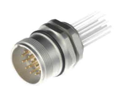 M23-雄ねじ-針-フランジコネクタ-前取付-散線式-17PIN