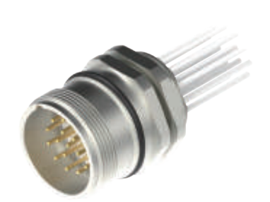 M23-雄ねじ-針-フランジコネクタ-前取付-散線式-19PIN