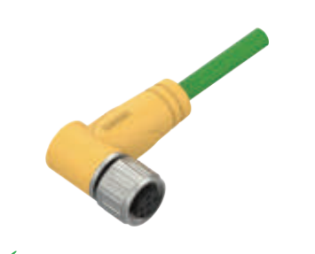 M12-D-CODE曲げ角穴子-プレキャストコネクタ-耐震後退防止-EtherCAT-4 PIN