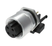 M12口金-フランジコネクタ-後取付ホルダ付き-PCB板溶接式-シールド型-4 PIN