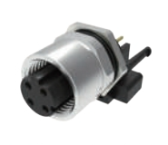 M12オリフィスヘッド-フランジコネクタ-後付けチャック付き-PCBプレート溶接式-シールド型-8 PIN