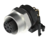 M12口金-フランジコネクタ-PCB曲げピン溶接式（シールドカードホルダー付き）-工業イーサネット-Cat 7-軌道交通専用コネクタ-8 PIN