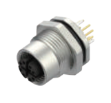 M12-口金-フランジコネクタ-PCB溶接式（前面取付）-シールド型-工業イーサネット-Cat7-軌道交通専用コネクタ-8PIN