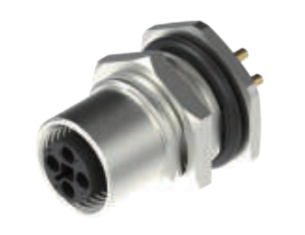 M 12-口金-フランジコネクタ-後付け-PCB溶接式-PG 9ロックねじ-4+5 PIN