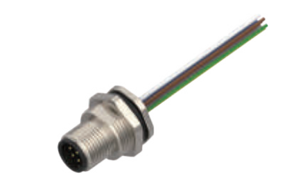 M 12-口金-フランジコネクタ-フロントマウント-PCB溶接式-3+4+5+8 PIN