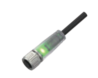 M 12-口金-プレキャストコネクタ-防振後退防止-LEDインジケータ付き-3+4+5 PIN