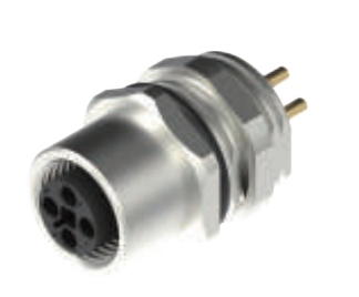 M 12-口金-フランジコネクタ-前取付-PCB溶接式-PG 9ロックねじ-4+5 PIN