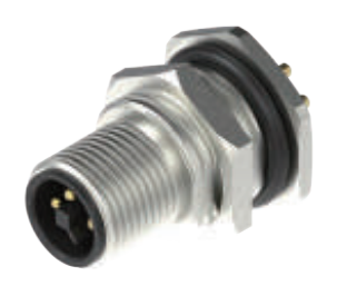 M 12-ニードル-フランジコネクタ-後付け-PCB溶接式-PG 9ロックねじ-4+5 PIN
