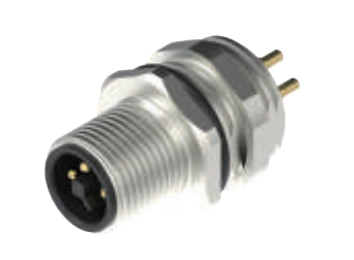 M 12-ニードル-フランジコネクタ-フロントマウント-PCB溶接式-PG 9ロックねじ-4+5 PIN
